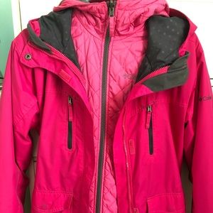 winter coat with fleece jacket and rain jacket